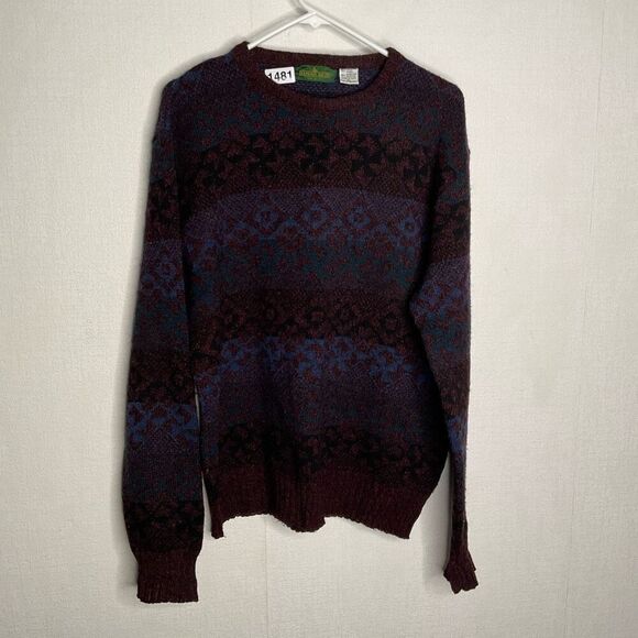 Vintage Boundary Waters Men‎ XL BordoPurple 100%Shetland Wool Italy Made Grandpa - Picture 1 of 9
